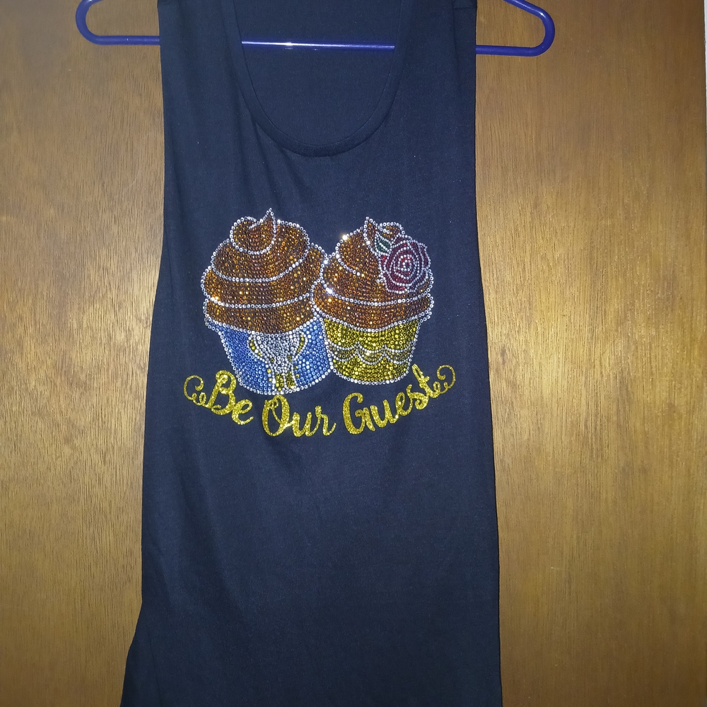Bella Canvas Black Tank Top with Cupcake Design